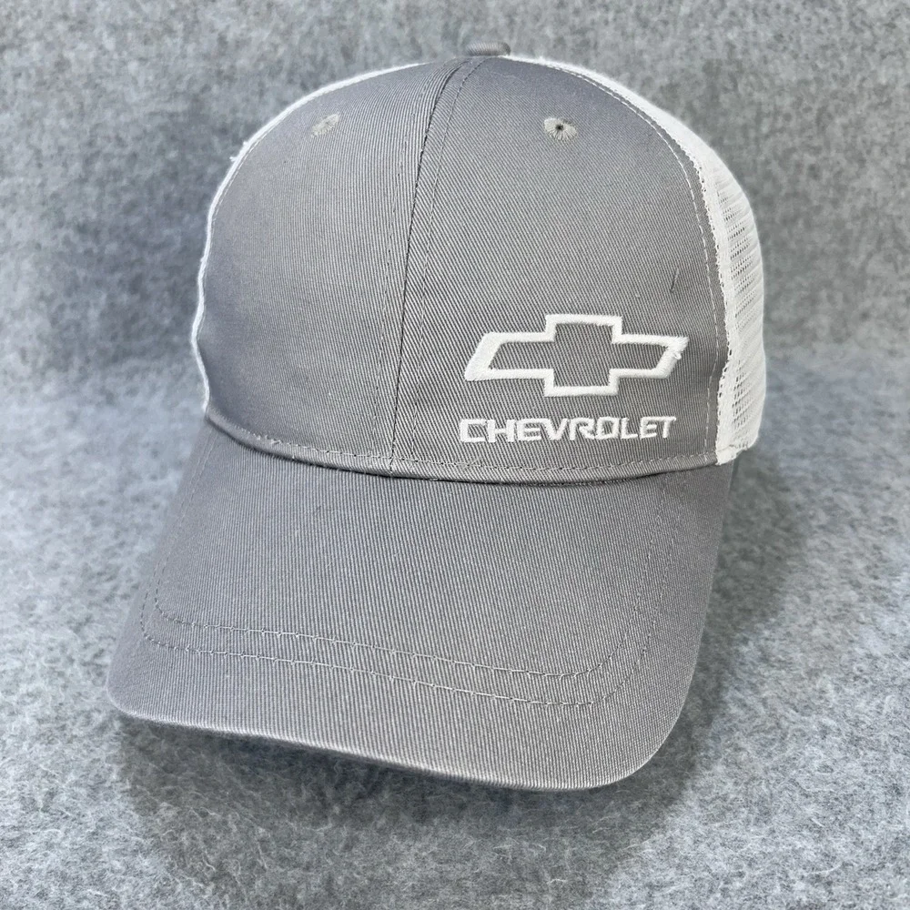 Chevrolet Trucker Hat Snapback Gray White Mesh Back Cap